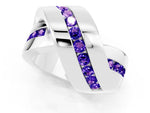 Pavé Round Tanzanite Crossover Band in Silver with Channel Setting_1