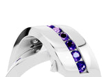 Pavé Round Tanzanite Crossover Band in Silver with Channel Setting_4