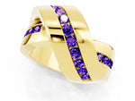 Pavé Round Tanzanite Crossover Band in Yellow gold with Channel Setting_1