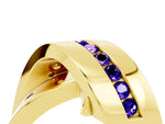 Pavé Round Tanzanite Crossover Band in Yellow gold with Channel Setting_4