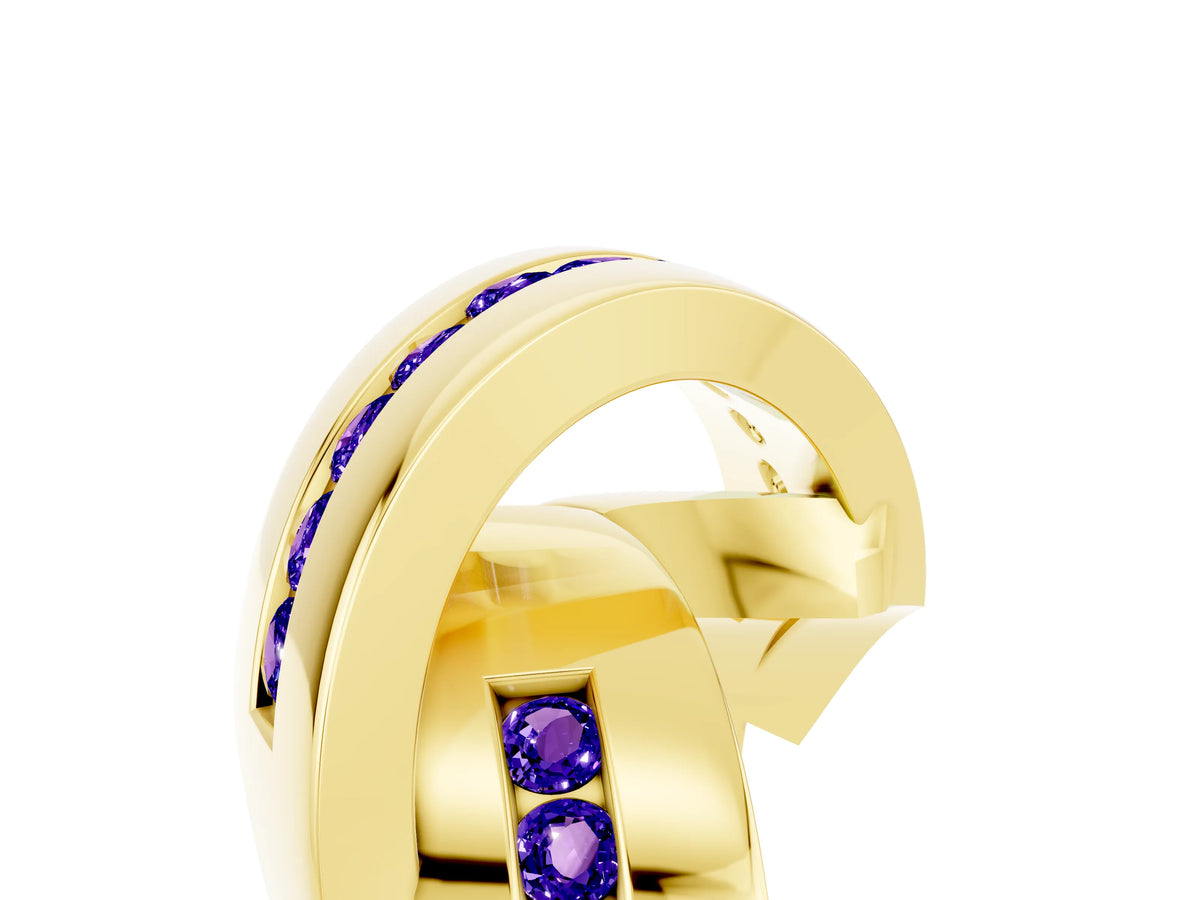 Pavé Round Tanzanite Crossover Band in Yellow gold with Channel Setting_5