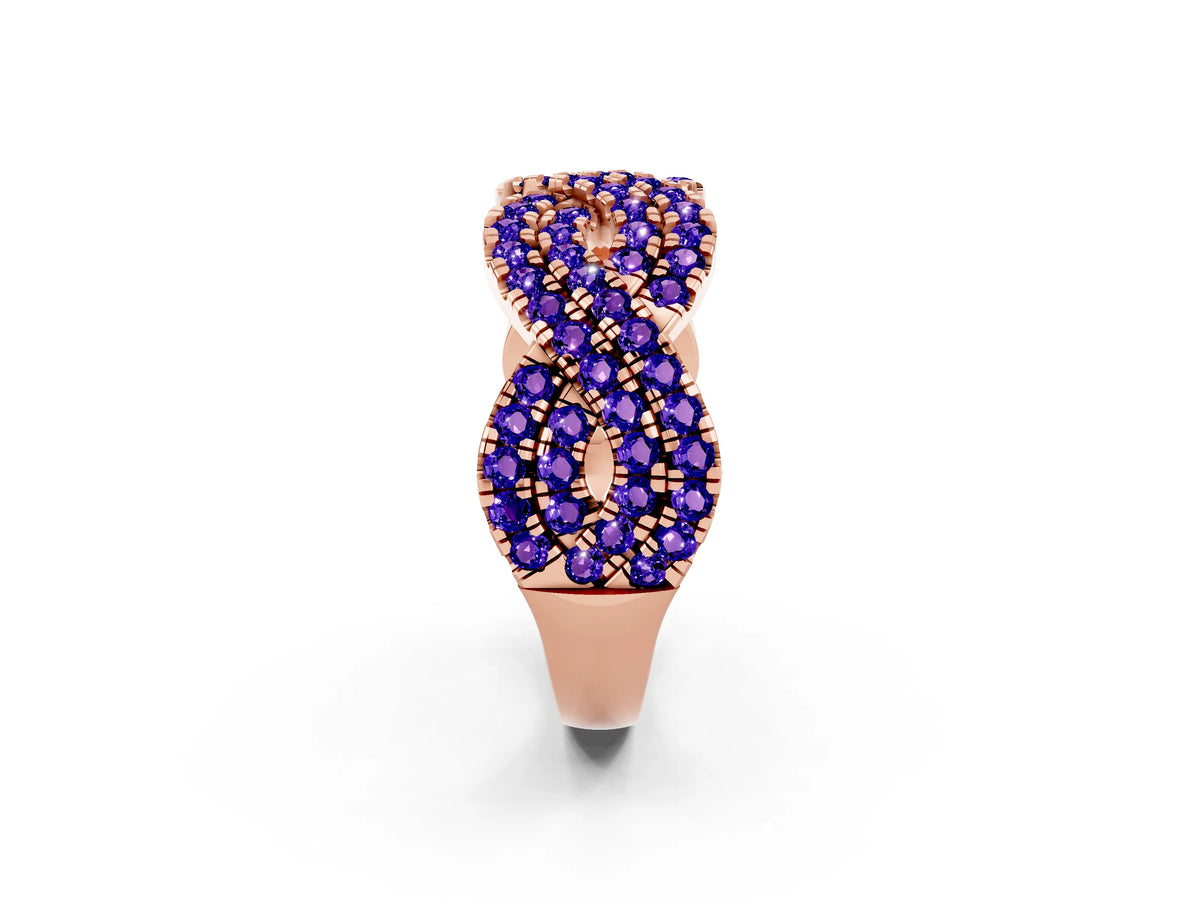 Pavé Round Tanzanite Infinity Twist Band in Rose gold with Shared Prong Setting_2