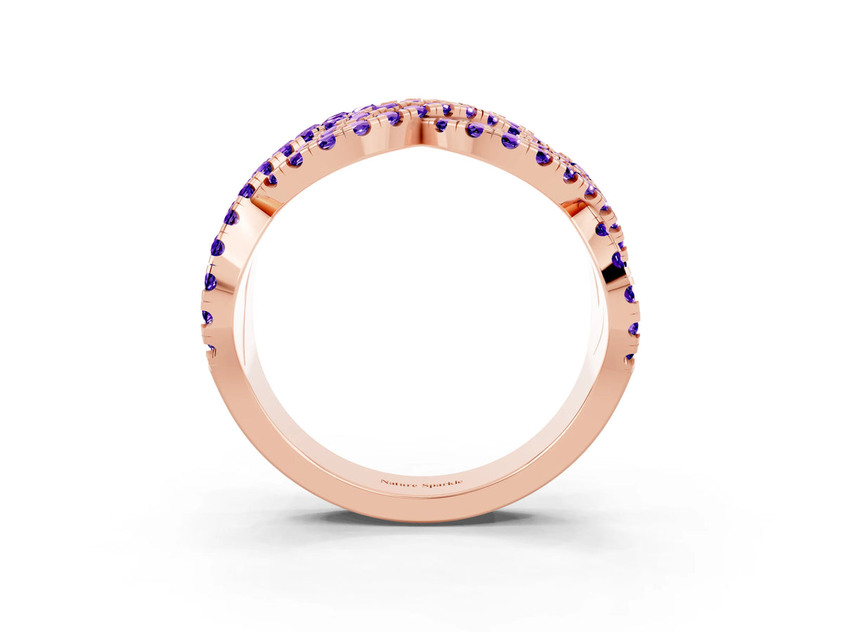 Pavé Round Tanzanite Infinity Twist Band in Rose gold with Shared Prong Setting_3