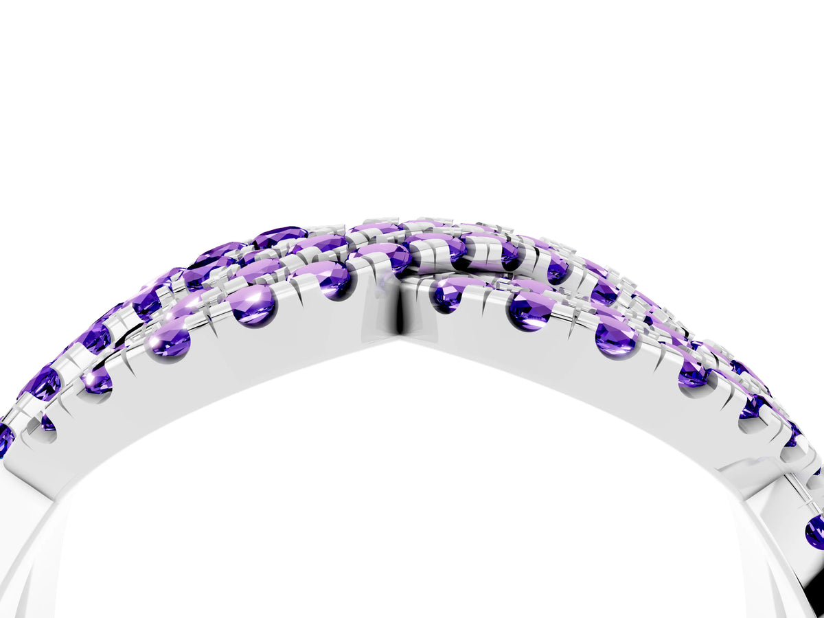 Pavé Round Tanzanite Infinity Twist Band in White gold with Shared Prong Setting_4