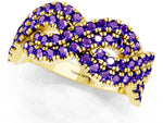 Pavé Round Tanzanite Infinity Twist Band in Yellow gold with Shared Prong Setting_1