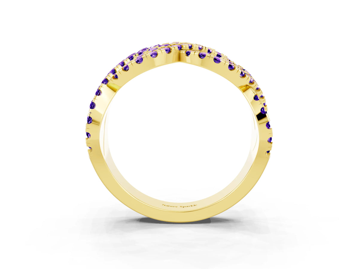 Pavé Round Tanzanite Infinity Twist Band in Yellow gold with Shared Prong Setting_3