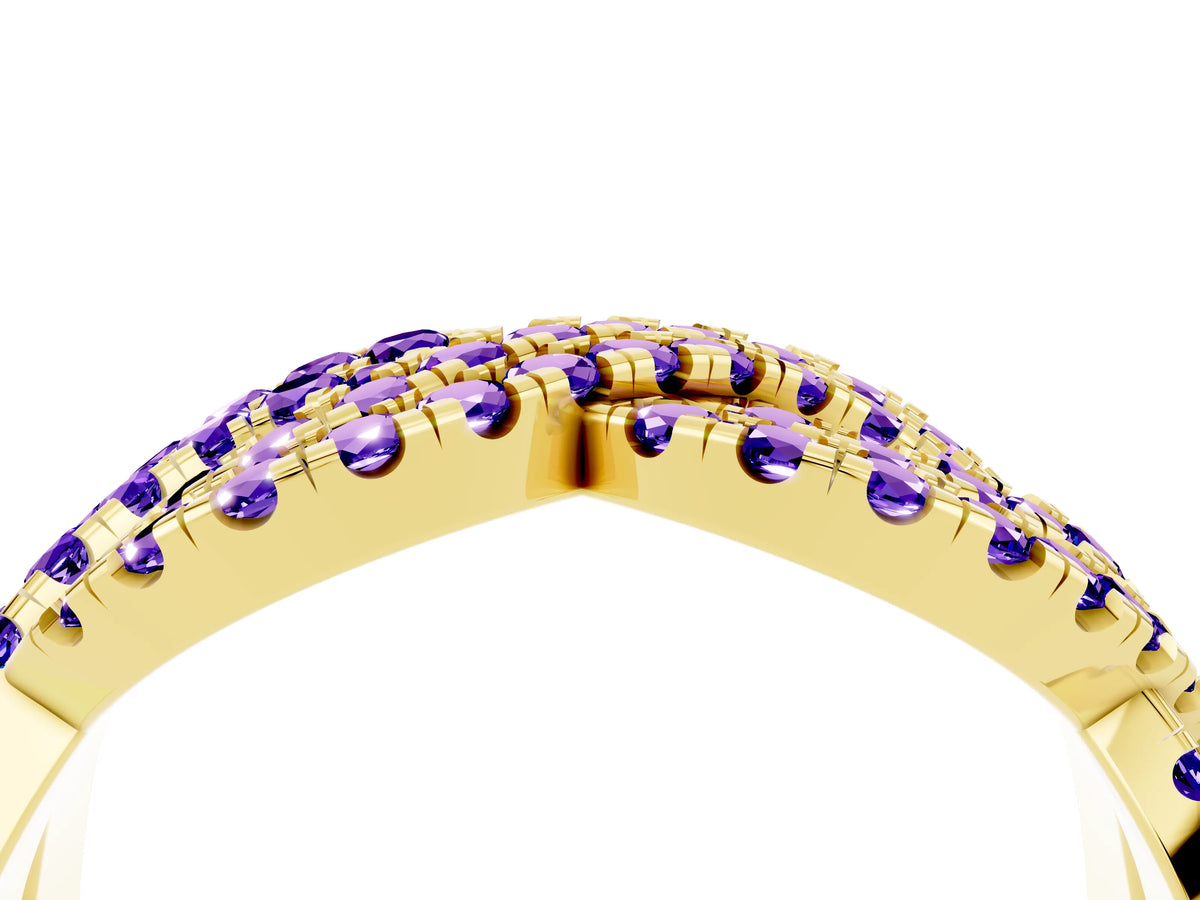 Pavé Round Tanzanite Infinity Twist Band in Yellow gold with Shared Prong Setting_4