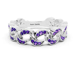 Pavé Round Tanzanite Interlocking Eternity Band in Platinum with Bezel Prong Setting