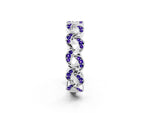 Pavé Round Tanzanite Interlocking Eternity Band in Silver with Bezel Prong Setting_2