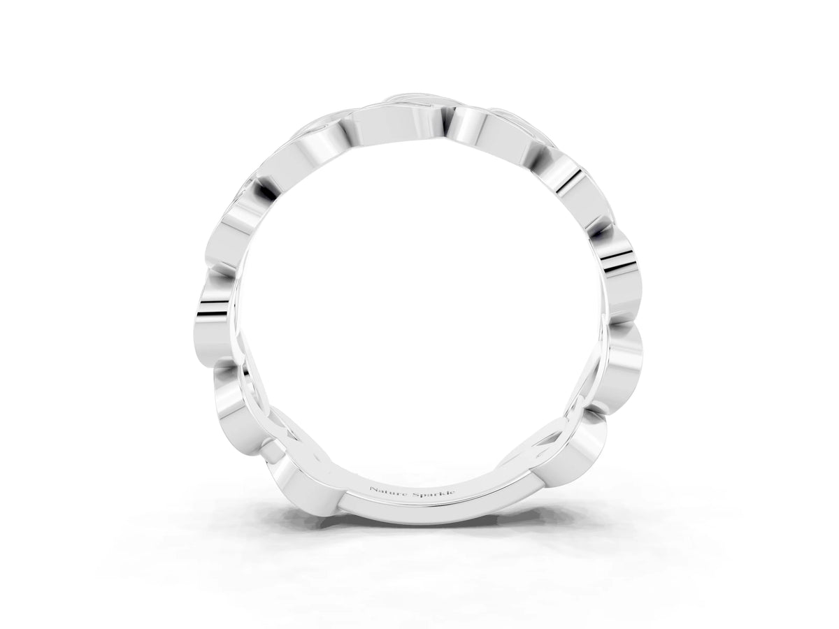 Pavé Round Tanzanite Interlocking Eternity Band in Silver with Bezel Prong Setting_3
