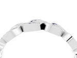 Pavé Round Tanzanite Interlocking Eternity Band in Silver with Bezel Prong Setting_4