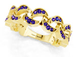 Pavé Round Tanzanite Interlocking Eternity Band in Yellow gold with Bezel Prong Setting_1