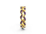 Pavé Round Tanzanite Interlocking Eternity Band in Yellow gold with Bezel Prong Setting_2