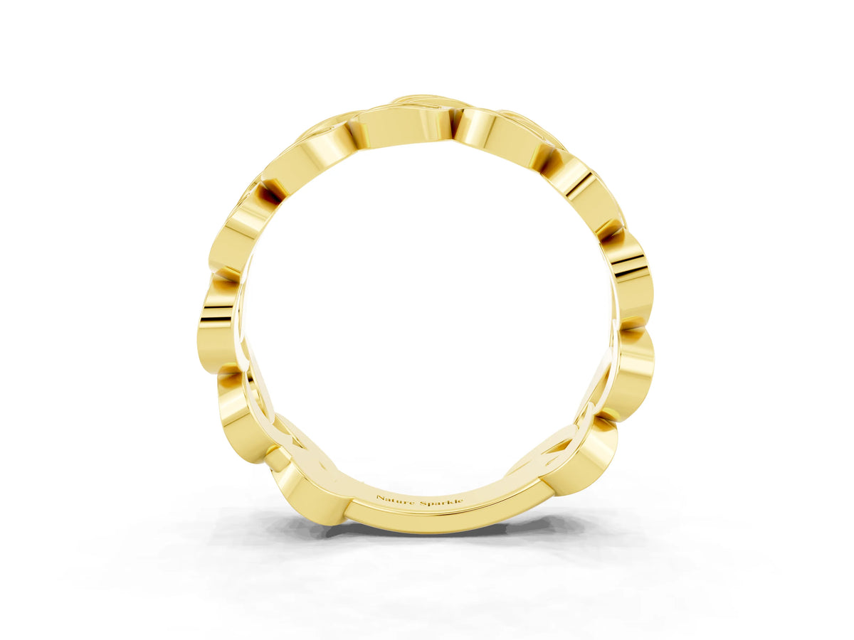 Pavé Round Tanzanite Interlocking Eternity Band in Yellow gold with Bezel Prong Setting_3