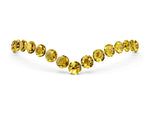 Pavé Round Yellow Sapphire Chevron Band in White gold with Shared Prong Setting