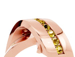 Pavé Round Yellow Sapphire Crossover Band in Rose gold with Channel Setting_4