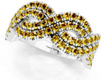 Pavé Round Yellow Sapphire Infinity Twist Band in Platinum with Shared Prong Setting_1