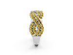 Pavé Round Yellow Sapphire Infinity Twist Band in Platinum with Shared Prong Setting_2