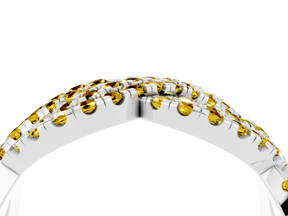 Pavé Round Yellow Sapphire Infinity Twist Band in Silver with Shared Prong Setting_4