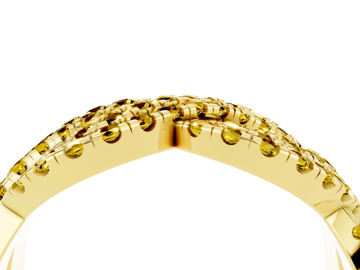 Pavé Round Yellow Sapphire Infinity Twist Band in Yellow gold with Shared Prong Setting_4