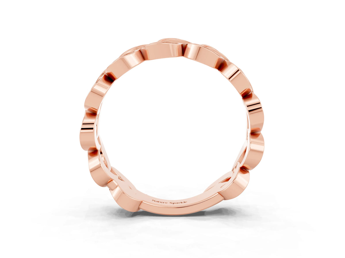 Pavé Round Yellow Sapphire Interlocking Eternity Band in Rose gold with Bezel Prong Setting_3