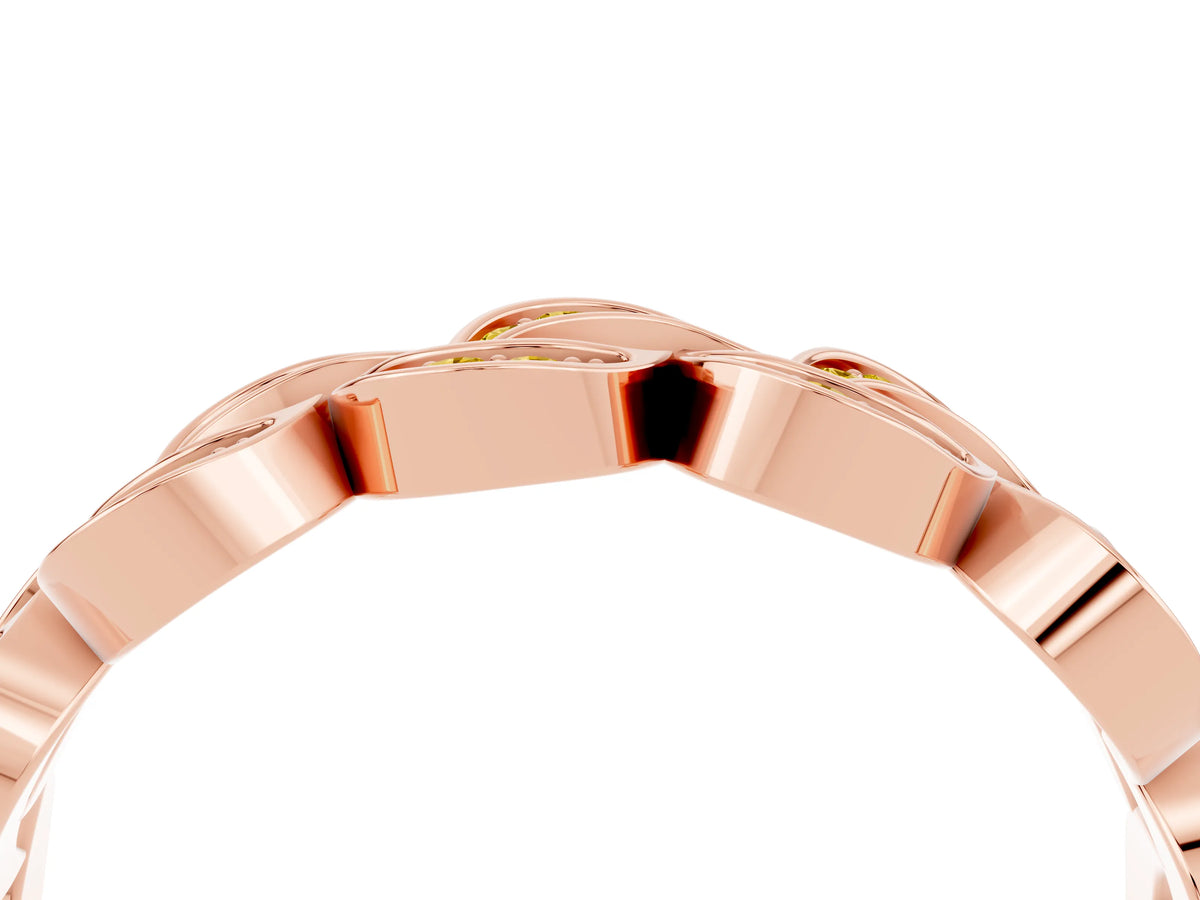Pavé Round Yellow Sapphire Interlocking Eternity Band in Rose gold with Bezel Prong Setting_4