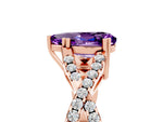 Pear Cut Amethyst Solitaire Ring in Rose gold with Interwoven Pavé Band and Prong Setting_5