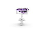 Pear Cut Amethyst Stud Earrings in White gold with Basket Setting_2