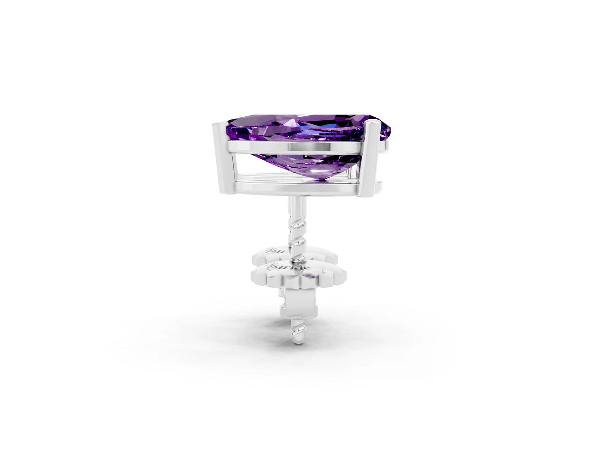 Pear Cut Amethyst Stud Earrings in White gold with Basket Setting_2