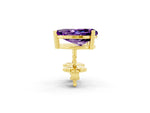 Pear Cut Amethyst Stud Earrings in Yellow gold with Basket Setting_2