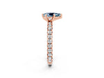Pear Cut Aquamarine Pavé Solitaire Ring in Rose gold with Round Pavé Band and Prong Setting_2