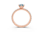 Pear Cut Aquamarine Pavé Solitaire Ring in Rose gold with Round Pavé Band and Prong Setting_3