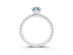 Pear Cut Aquamarine Pavé Solitaire Ring in Silver with Round Pavé Band and Prong Setting_3