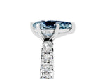 Pear Cut Aquamarine Pavé Solitaire Ring in Silver with Round Pavé Band and Prong Setting_5
