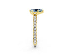 Pear Cut Aquamarine Pavé Solitaire Ring in Yellow gold with Round Pavé Band and Prong Setting_2