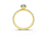 Pear Cut Aquamarine Pavé Solitaire Ring in Yellow gold with Round Pavé Band and Prong Setting_3