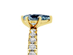 Pear Cut Aquamarine Pavé Solitaire Ring in Yellow gold with Round Pavé Band and Prong Setting_5