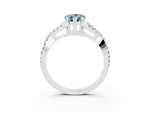 Pear Cut Aquamarine Solitaire Ring in Platinum with Interwoven Pavé Band and Prong Setting_9