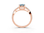 Pear Cut Aquamarine Solitaire Ring in Rose gold with Interwoven Pavé Band and Prong Setting_3