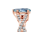 Pear Cut Aquamarine Solitaire Ring in Rose gold with Interwoven Pavé Band and Prong Setting_5
