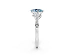 Pear Cut Aquamarine Solitaire Ring in White gold with Crossover Gallery and Round Pavé Band_2