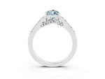 Pear Cut Aquamarine Solitaire Ring in White gold with Crossover Gallery and Round Pavé Band_3