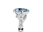 Pear Cut Aquamarine Solitaire Ring in White gold with Crossover Gallery and Round Pavé Band_5