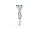 Pear Cut Aquamarine Solitaire Ring in White gold with Interwoven Pavé Band and Prong Setting_2