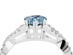 Pear Cut Aquamarine Solitaire Ring in White gold with Interwoven Pavé Band and Prong Setting_4