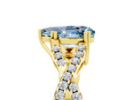Pear Cut Aquamarine Solitaire Ring in Yellow gold with Interwoven Pavé Band and Prong Setting_5