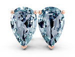 Pear Cut Aquamarine Stud Earrings in Rose gold with Basket Setting