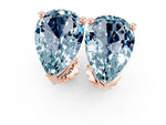 Pear Cut Aquamarine Stud Earrings in Rose gold with Basket Setting_1
