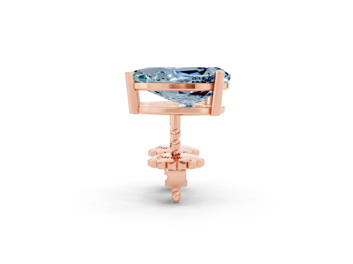 Pear Cut Aquamarine Stud Earrings in Rose gold with Basket Setting_2