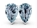 Pear Cut Aquamarine Stud Earrings in White gold with Basket Setting